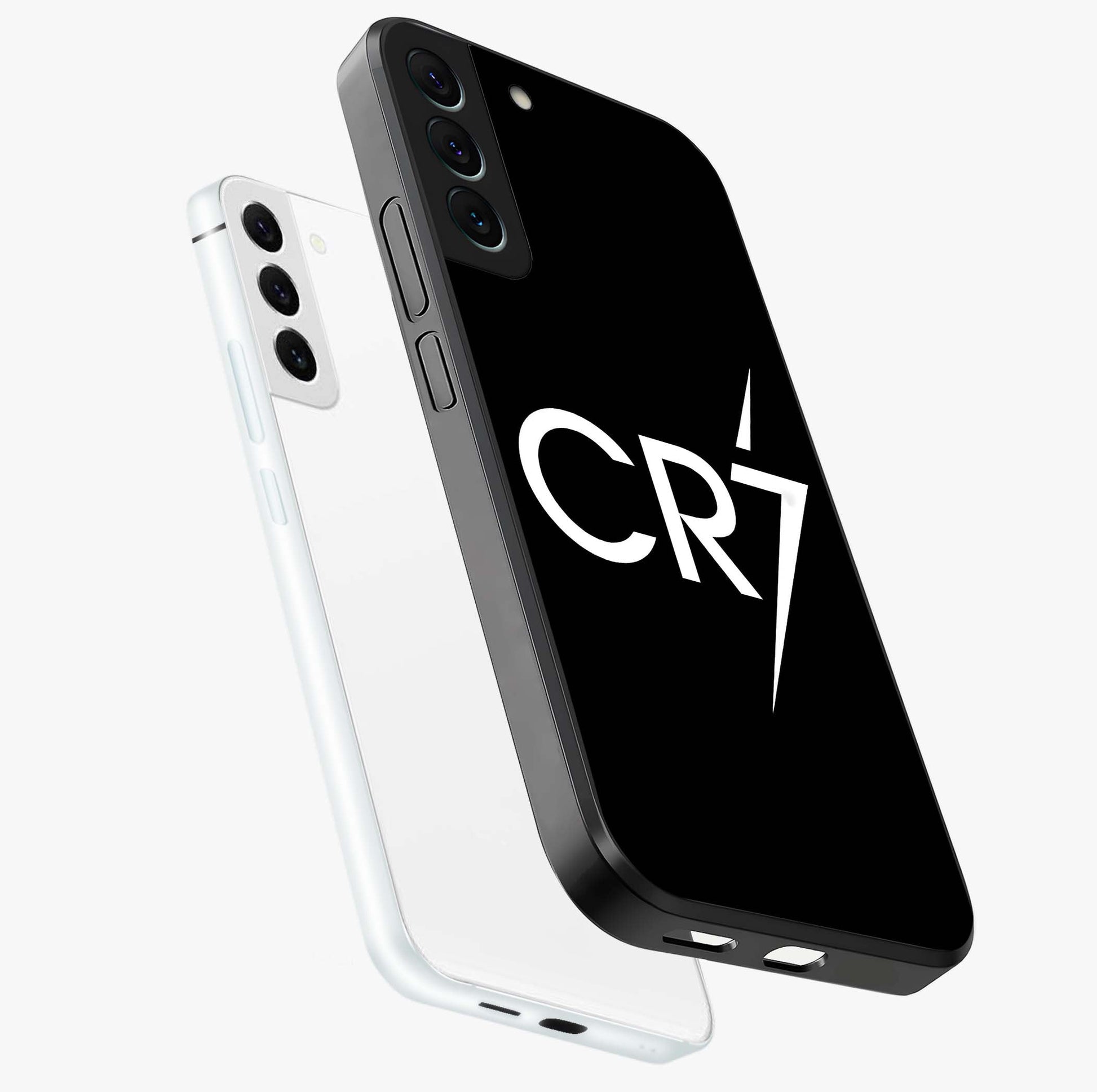 Cr7 Elite Strike Glass Case displayed in angled mockup highlighting powerful sports graphic with bold athletic theme.