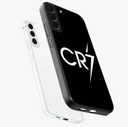 Cr7 Elite Strike Glass Case displayed in angled mockup highlighting powerful sports graphic with bold athletic theme.