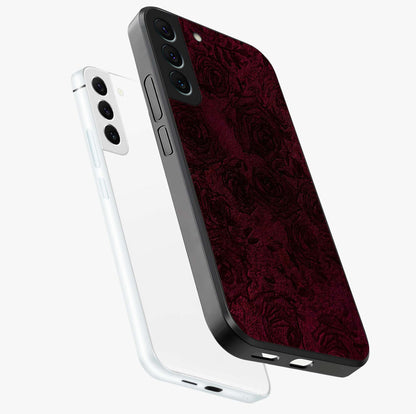 Crimson Fade Flow Glass Case displayed in angled mockup highlighting smooth gradient design with modern aesthetic style.