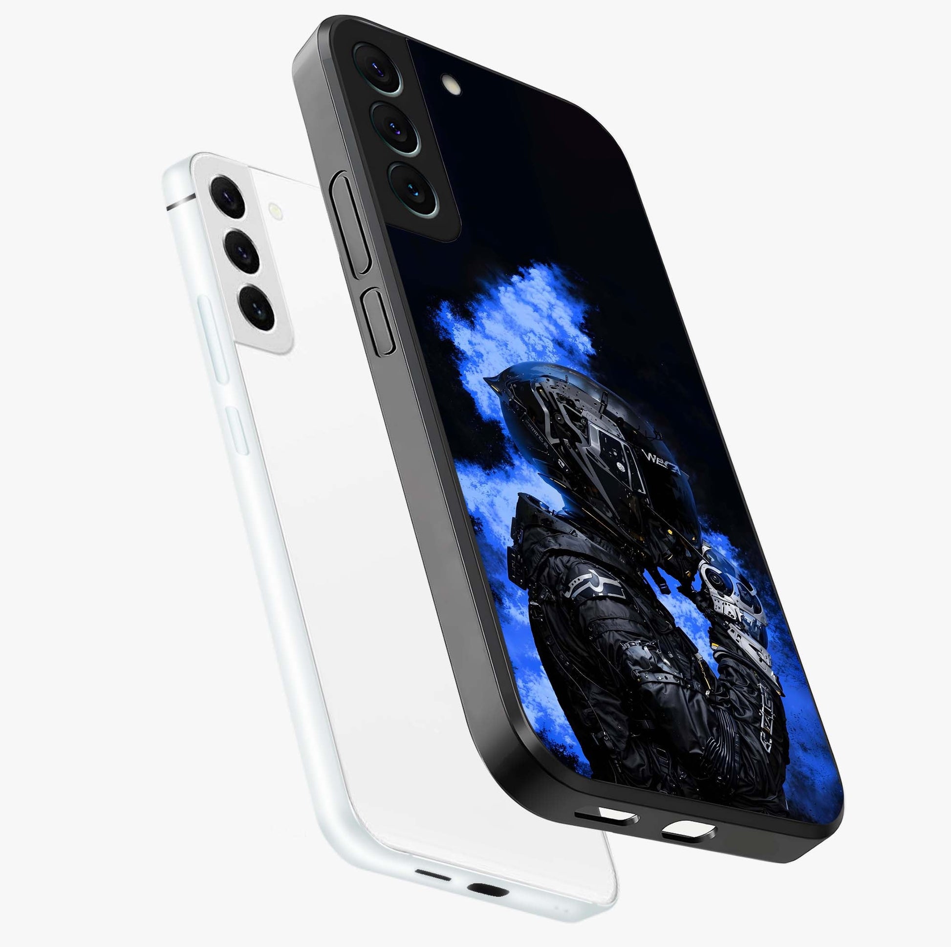 Cyber Sentinel Protocol Glass Case displayed in angled mockup highlighting digital cyber design with sci-fi aesthetic style.