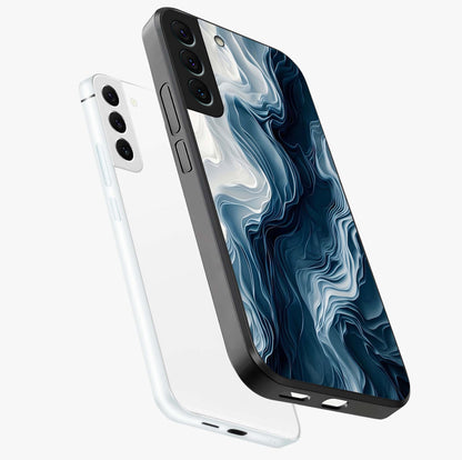 Ethereal Paper Marble Glass Case displayed in angled mockup highlighting elegant marble pattern with modern aesthetic style.