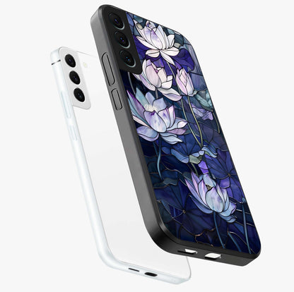Gloss Petal Rush Glass Case displayed in angled mockup highlighting vibrant petal design with elegant floral aesthetic.
