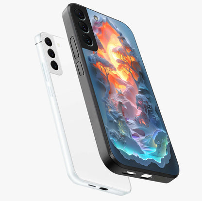 Glow Forest Portal Glass Case displayed in angled mockup highlighting mystical forest design with magical glowing aesthetic.