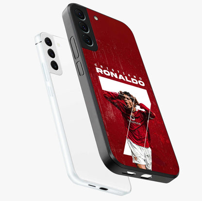 Goal Celebration Legacy Glass Case displayed in angled mockup highlighting energetic sports celebration design with bold athletic theme.