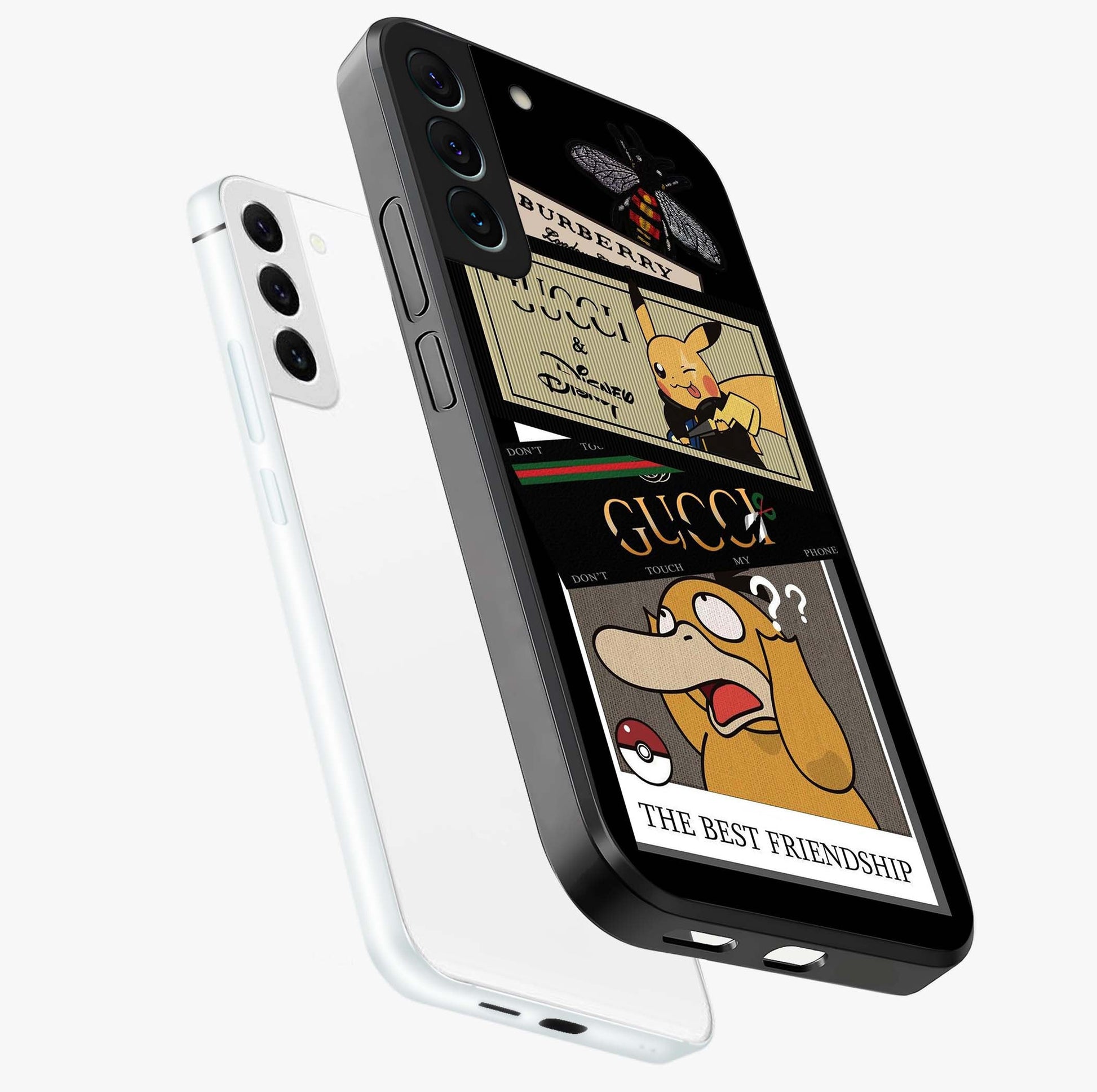 Gucci Play Mashup Glass Case displayed in angled mockup highlighting stylish fashion mashup design with bold aesthetic.
