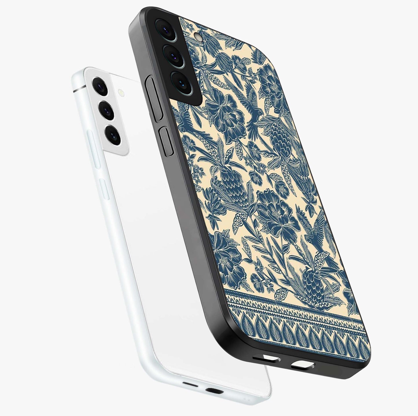 Heirloom Wild Bloom Glass Case displayed in angled mockup highlighting botanical bloom design with classic aesthetic style.