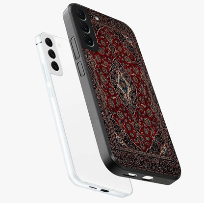Heritage Carpet Royale Glass Case displayed in angled mockup highlighting intricate royal carpet design with heritage aesthetic.