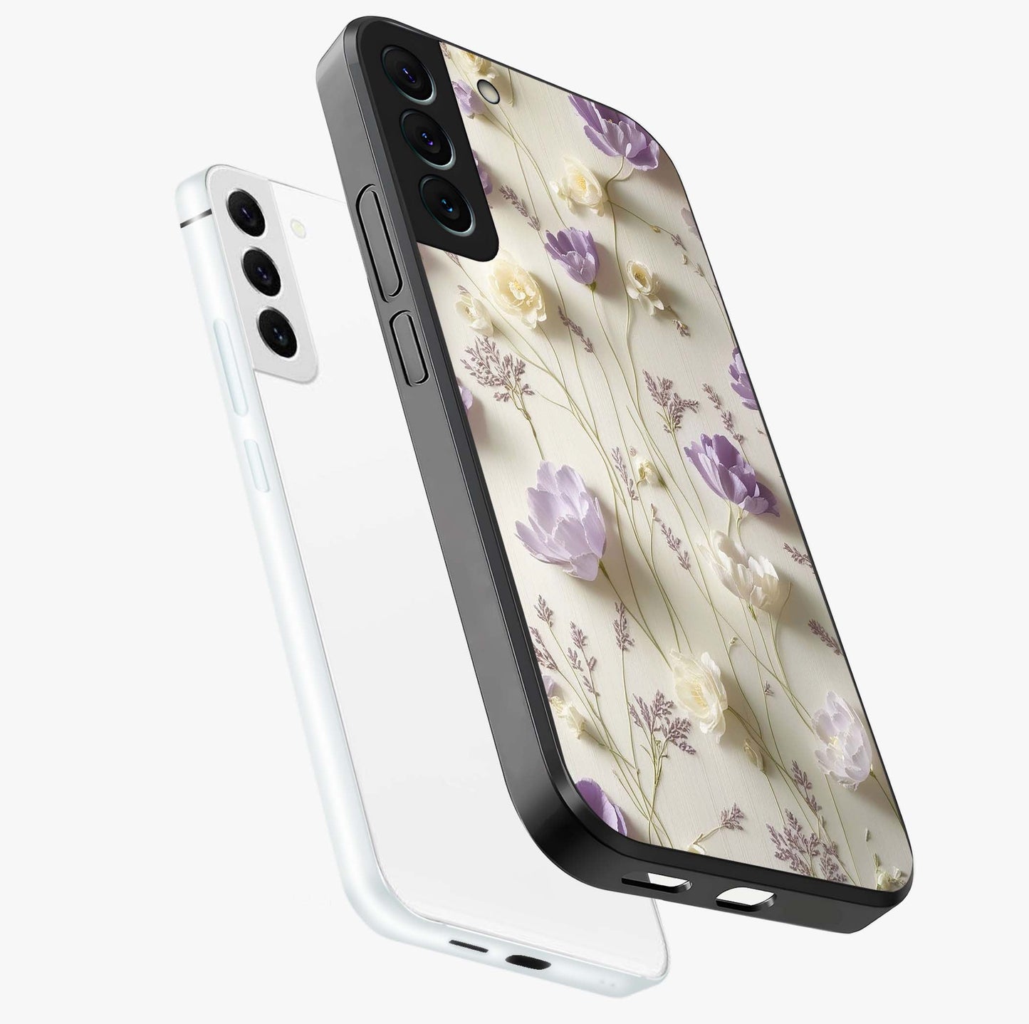 Lilac Breeze Harmony Glass Case displayed in angled mockup highlighting calm lilac breeze design with soothing aesthetic style.