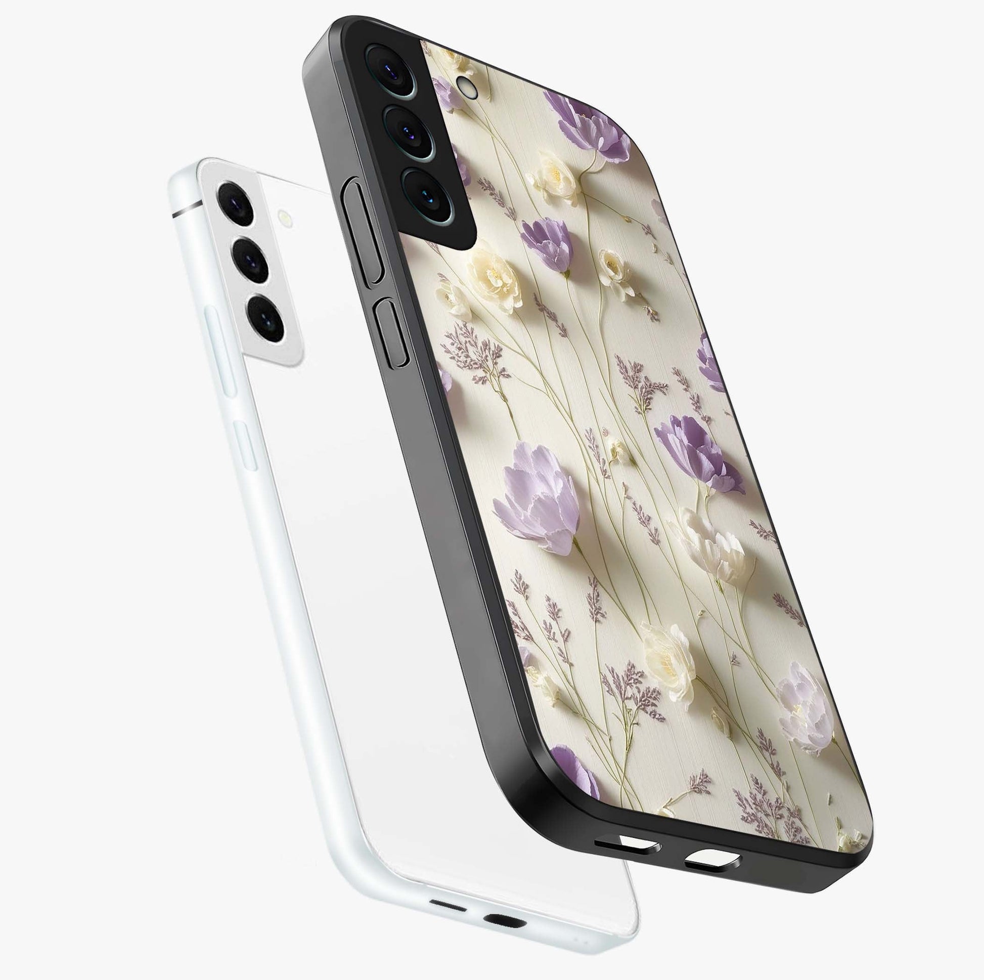 Lilac Breeze Harmony Glass Case displayed in angled mockup highlighting calm lilac breeze design with soothing aesthetic style.