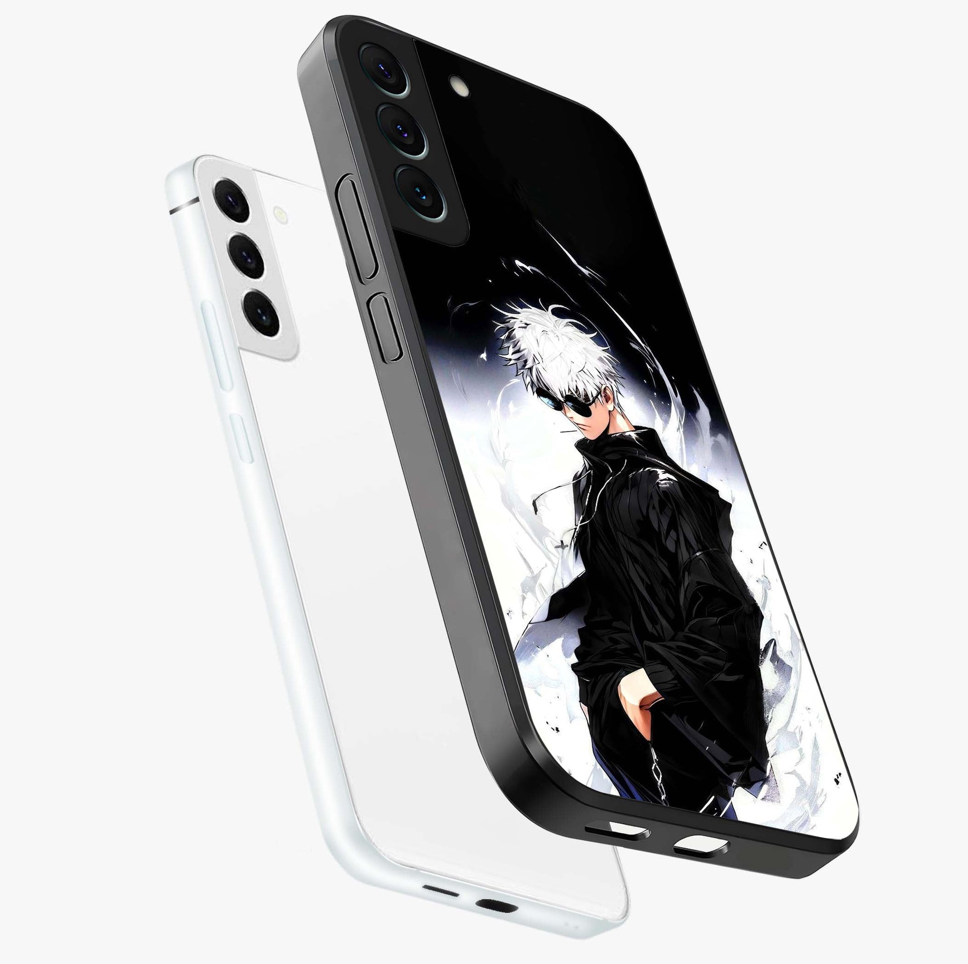 Limitless Shadow King Glass Case displayed in angled mockup highlighting dramatic dark hero design with intense aesthetic.