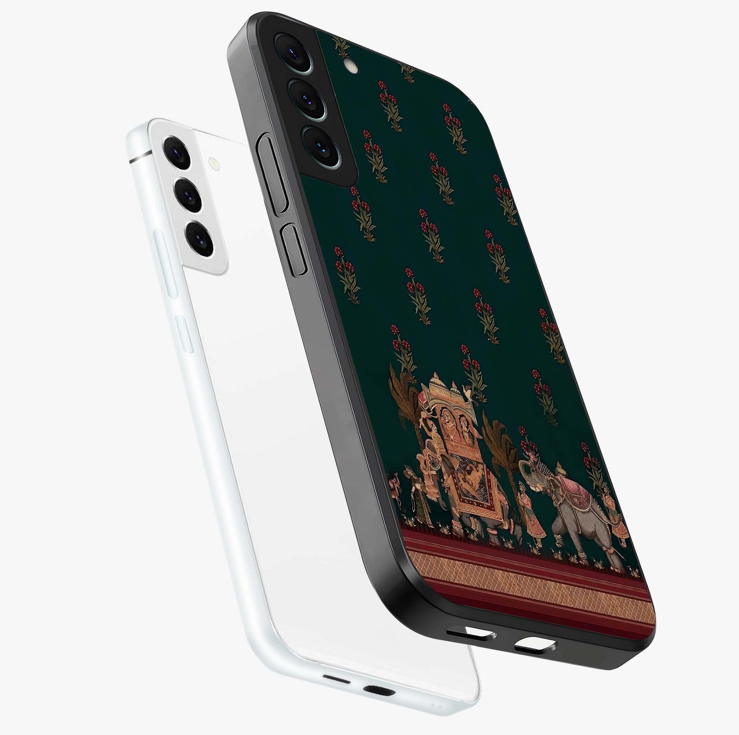 Macmerise Glass Case displayed in angled mockup highlighting trendy graphic design with sleek aesthetic style.
