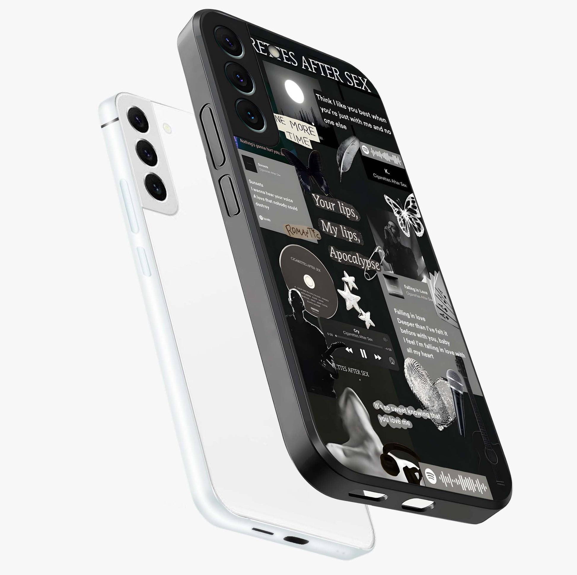 Midnight Love Echo Glass Case displayed in angled mockup highlighting elegant love inspired design with deep aesthetic style.