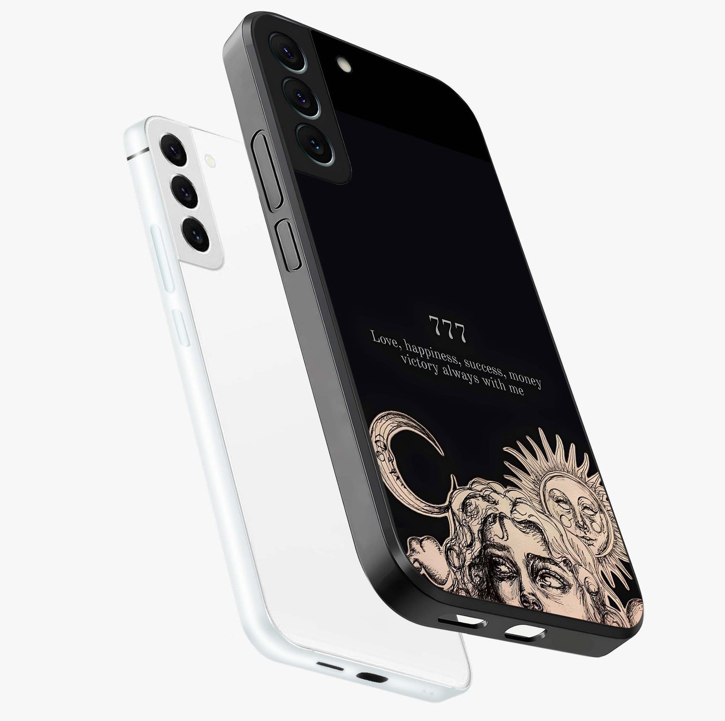 Mystic Victory Aura Glass Case displayed in angled mockup highlighting energetic aura design with bold mystical aesthetic.