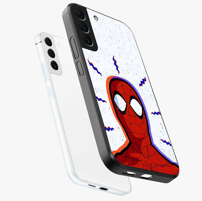 Omg Spiderman Glass Case displayed in angled mockup highlighting dynamic hero illustration with action comic aesthetic.