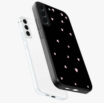 Pink Love Drops Glass Case displayed in angled mockup highlighting cute love drop design with vibrant pink aesthetic.