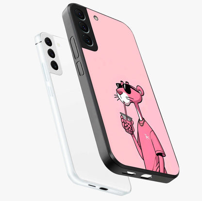 Pink Panther Glass Case displayed in angled mockup highlighting playful cartoon character design with vibrant pink aesthetic.