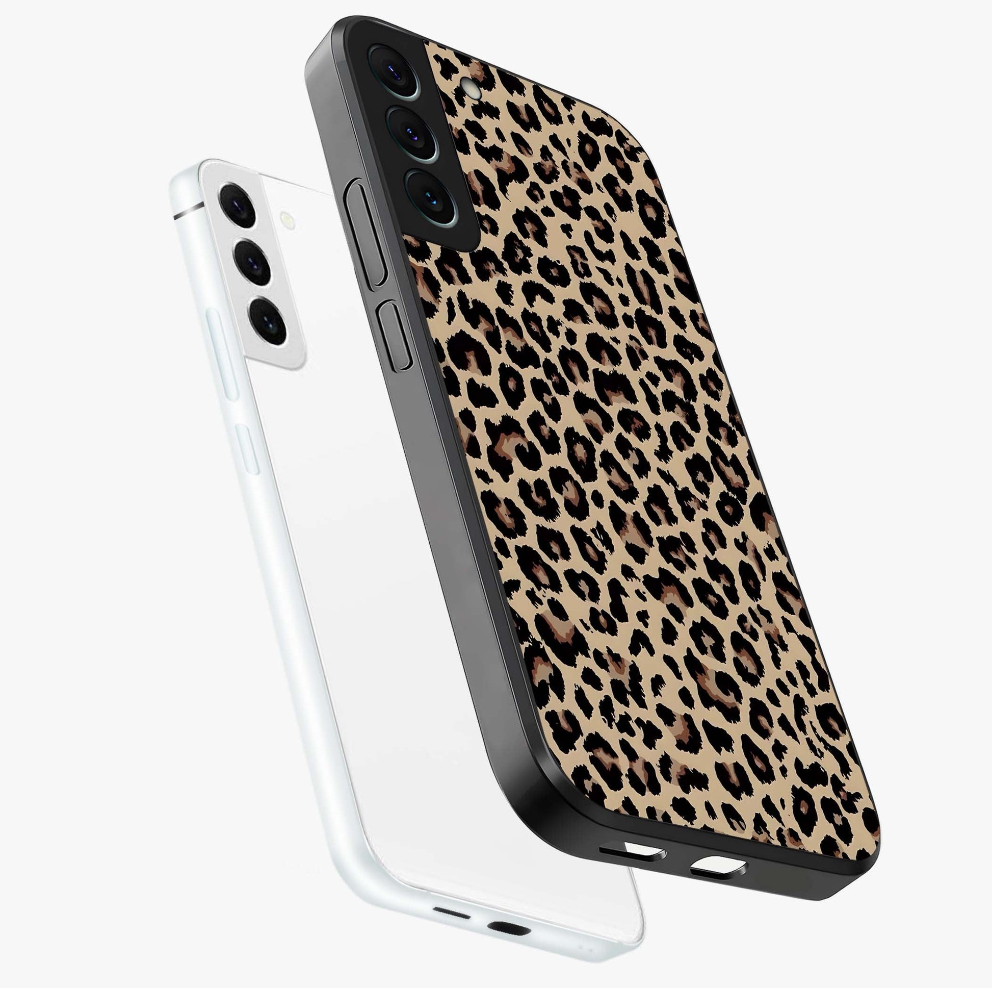 Savage Chic Pattern Glass Case displayed in angled mockup highlighting bold fashion inspired design with chic aesthetic.