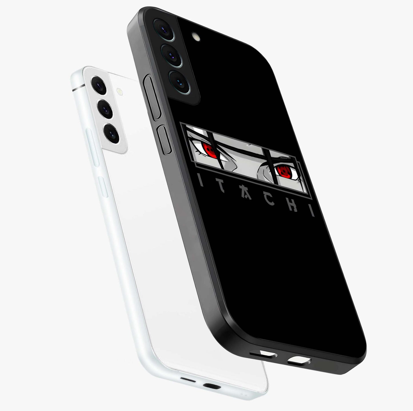 Scarlet Gaze Dominance Glass Case displayed in angled mockup highlighting intense visual design with bold scarlet aesthetic.