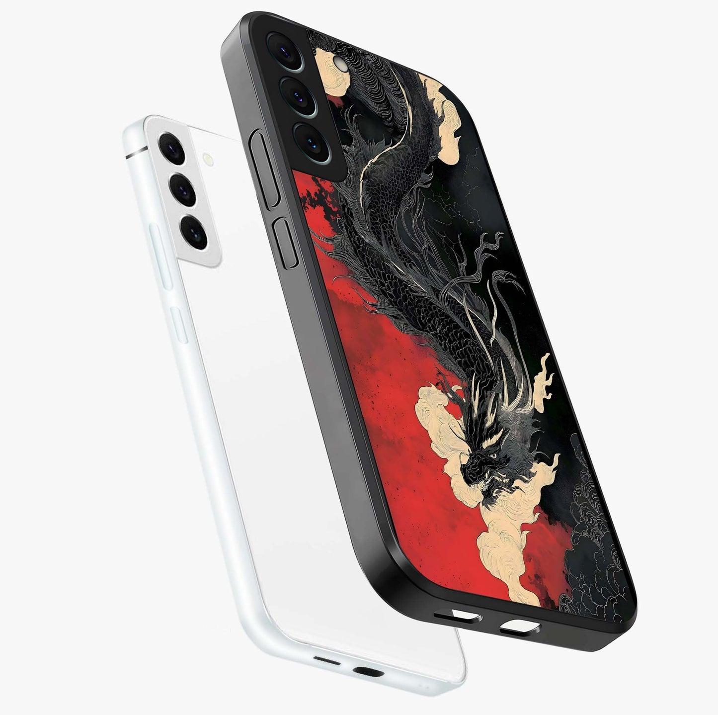 Shadow Dragon Fury Glass Case displayed in angled mockup highlighting powerful dragon illustration with dark fantasy aesthetic.