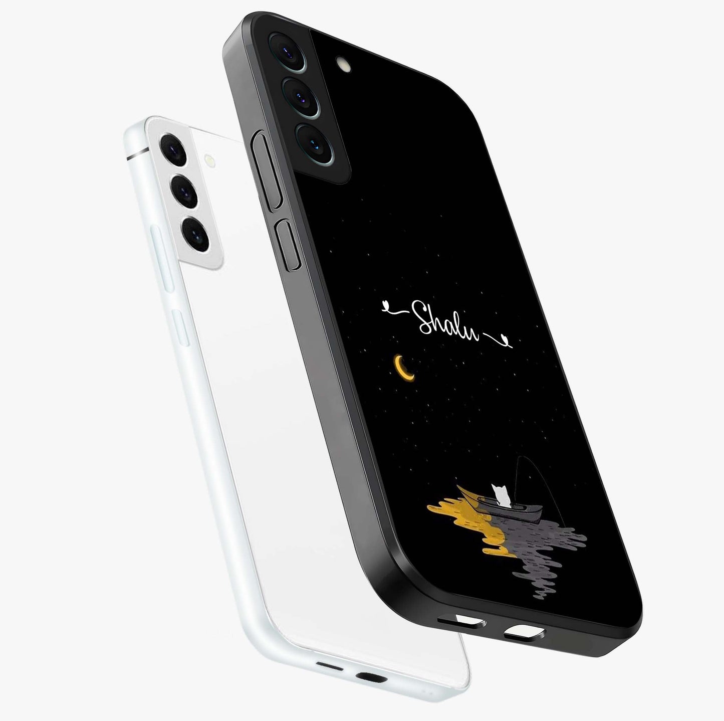 Silent Night Row Glass Case displayed in angled mockup highlighting peaceful evening design with dreamy night aesthetic.