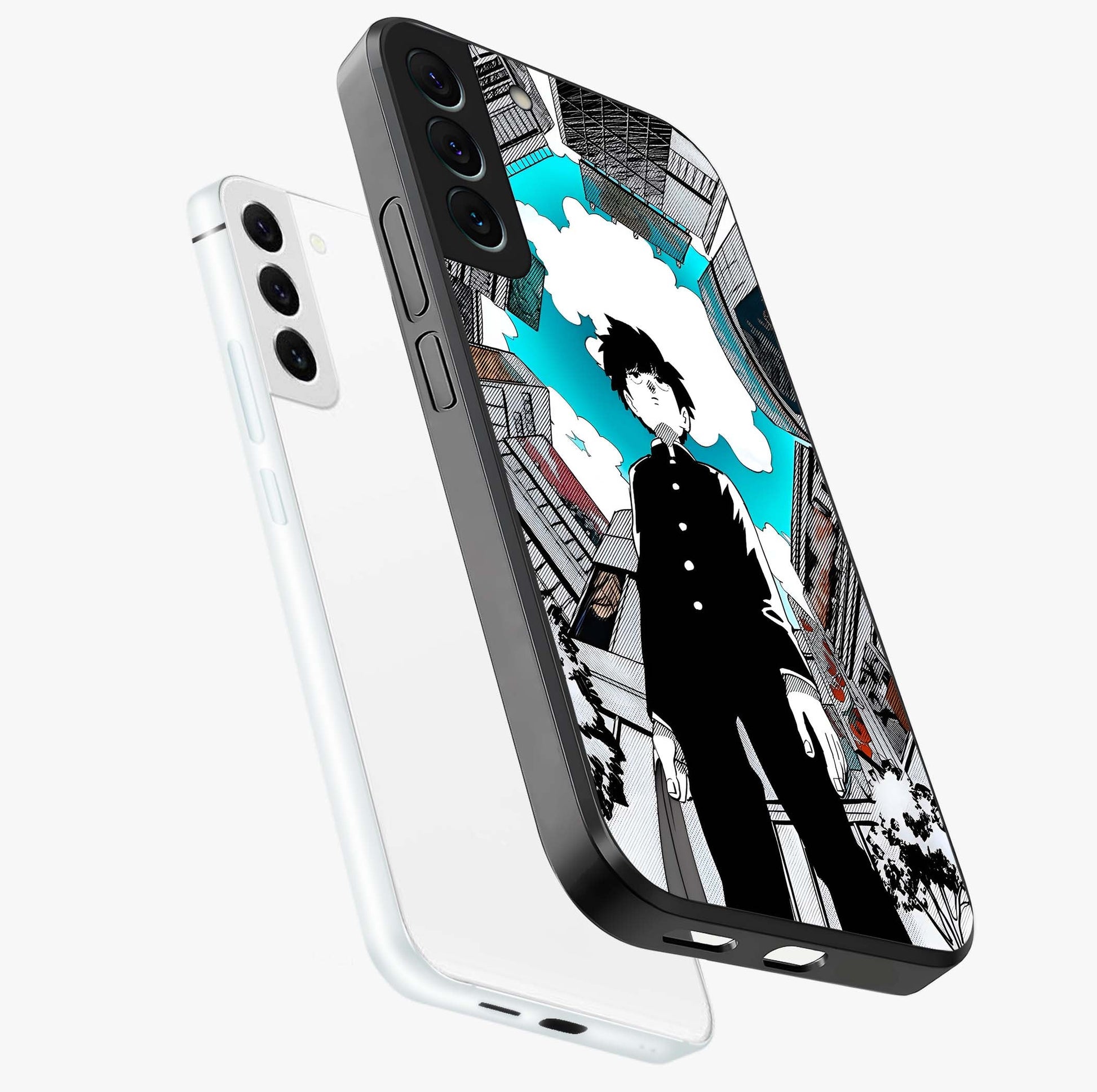 Silent Psychic Awakening Glass Case displayed in angled mockup highlighting spiritual awakening design with cosmic aesthetic.