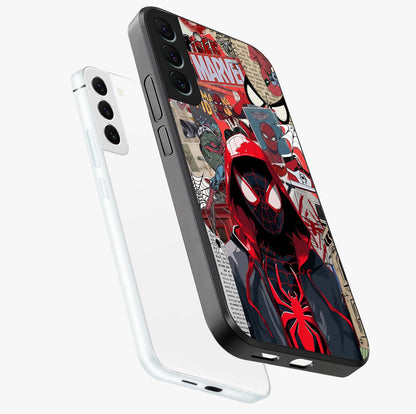 Spider Collage Street Glass Case displayed in angled mockup highlighting dynamic street style collage design with comic aesthetic.