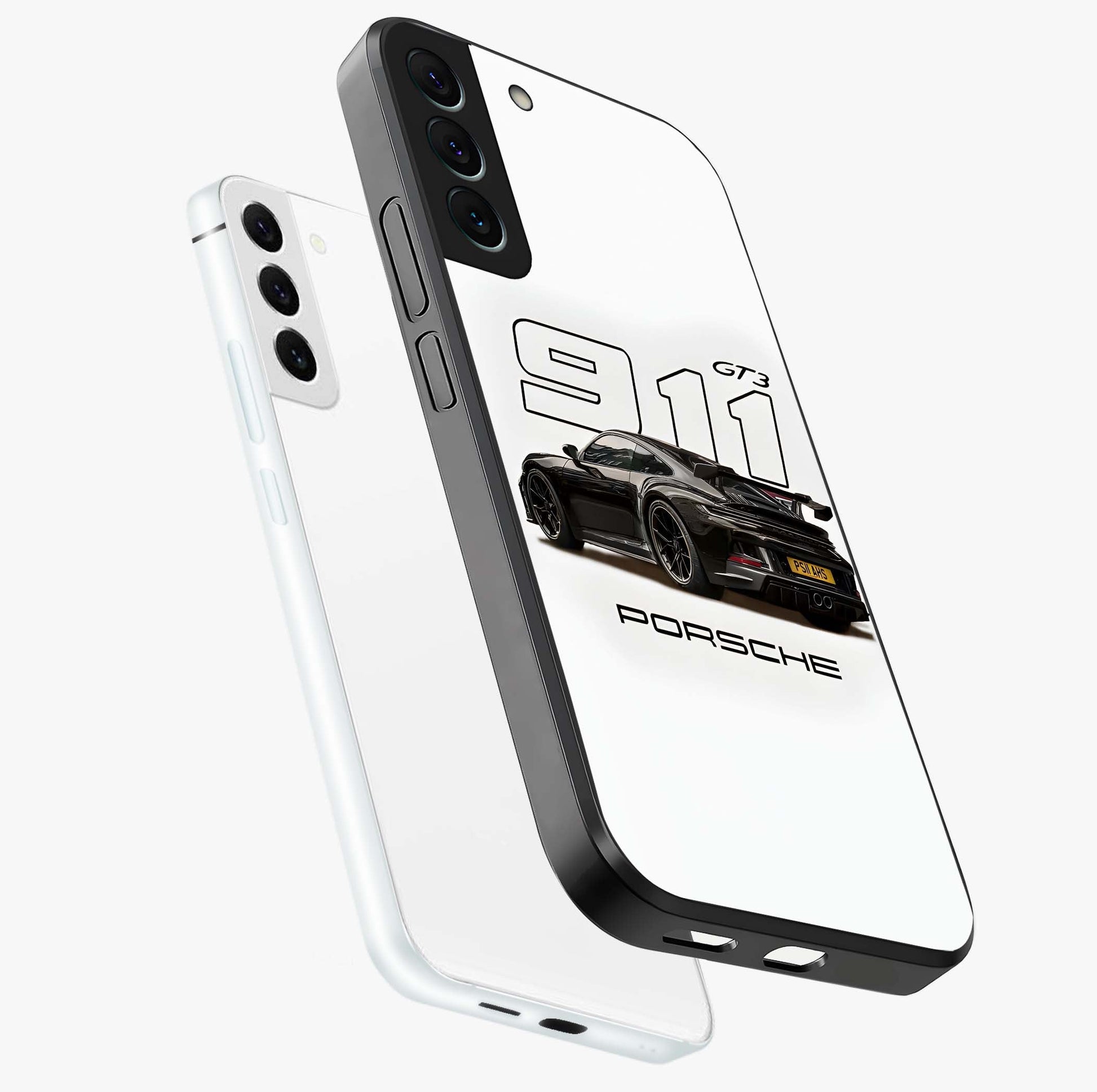 Turbo Legacy Icon Glass Case displayed in angled mockup highlighting dynamic automotive design with performance aesthetic.