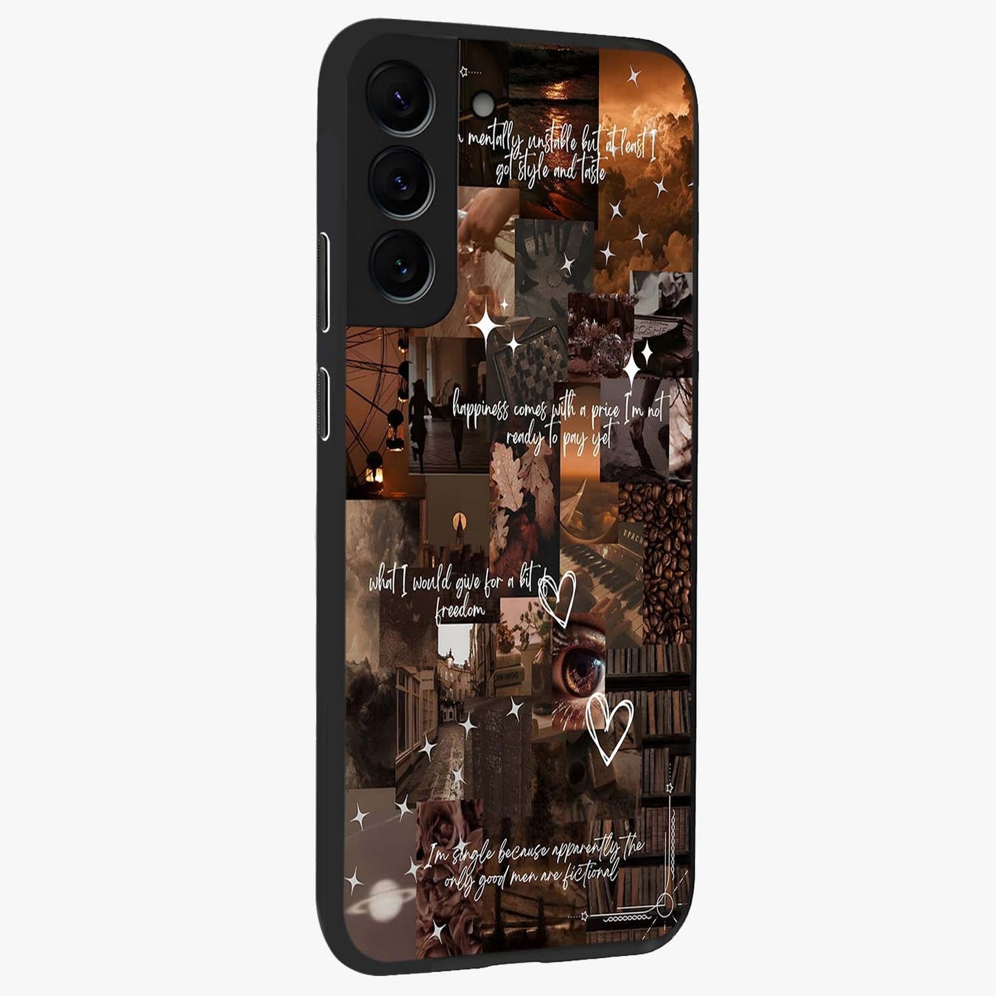 Bittersweet Aesthetic Chaos Glass Case upright view showcasing bold artistic chaos design with modern aesthetic style.