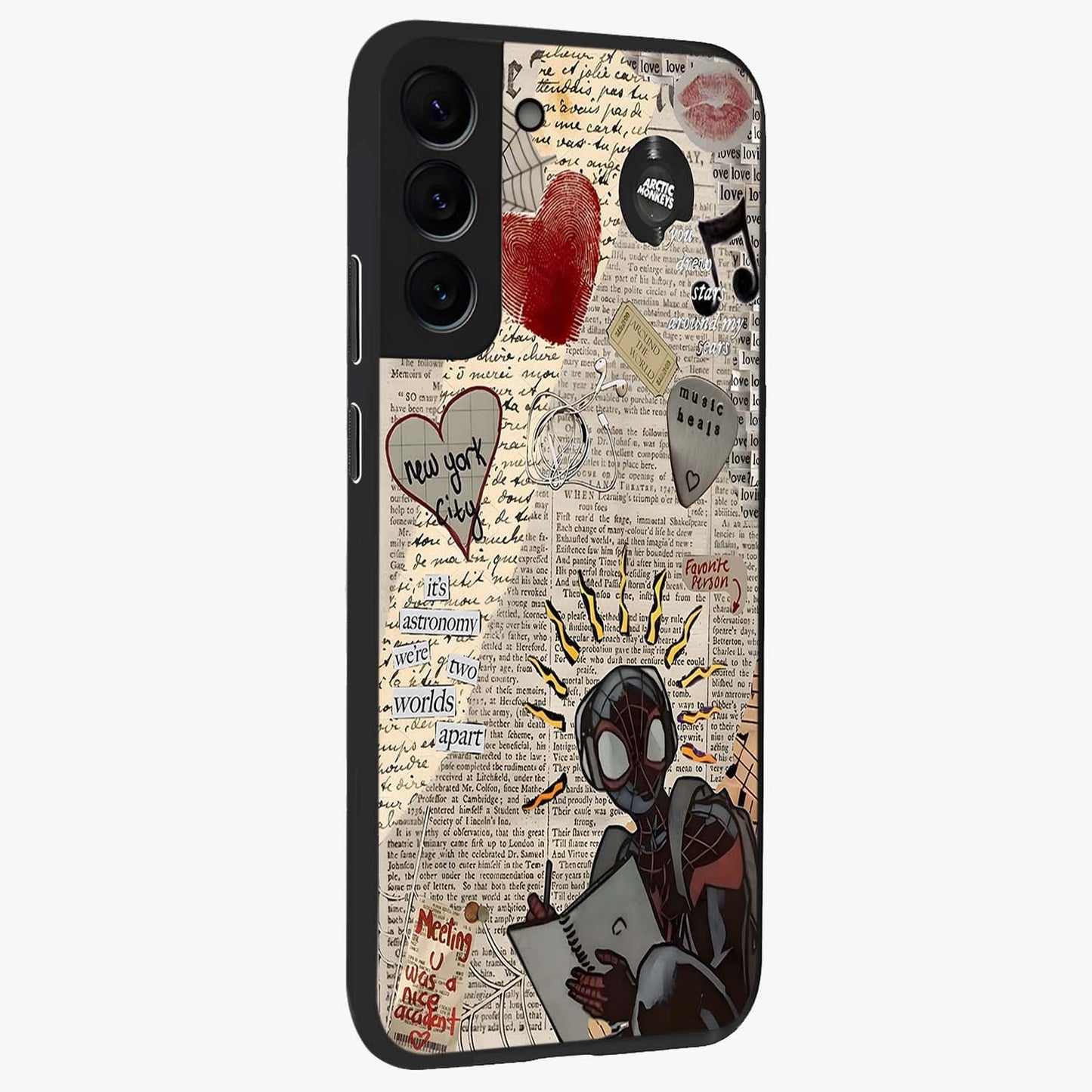 City Dream Sketch Glass Case upright view showcasing urban skyline artwork with stylish hand drawn design.