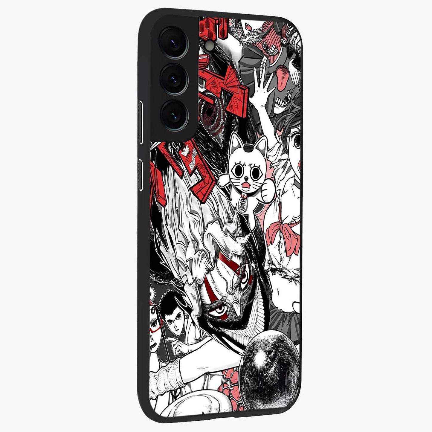 Crimson Chaos Panel Glass Case upright view showcasing intense crimson artwork with dramatic aesthetic style.