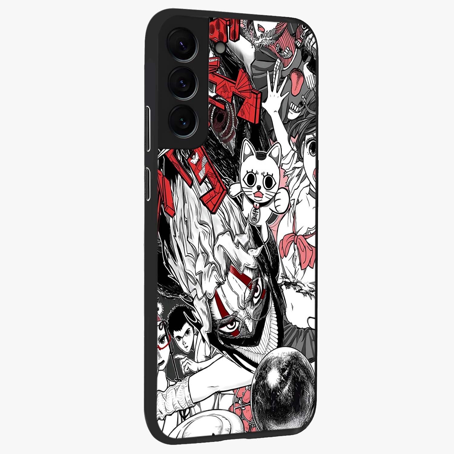 Crimson Chaos Panel Glass Case upright view showcasing intense crimson artwork with dramatic aesthetic style.