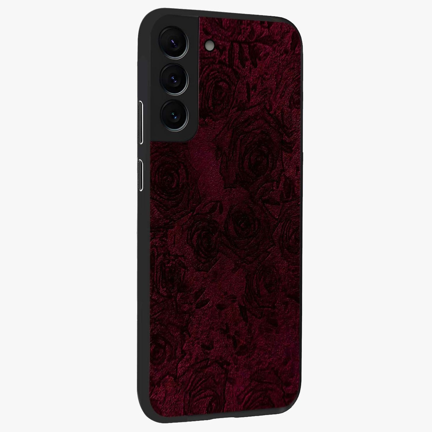 Crimson Fade Flow Glass Case upright view showcasing dynamic crimson flow artwork with stylish abstract theme.