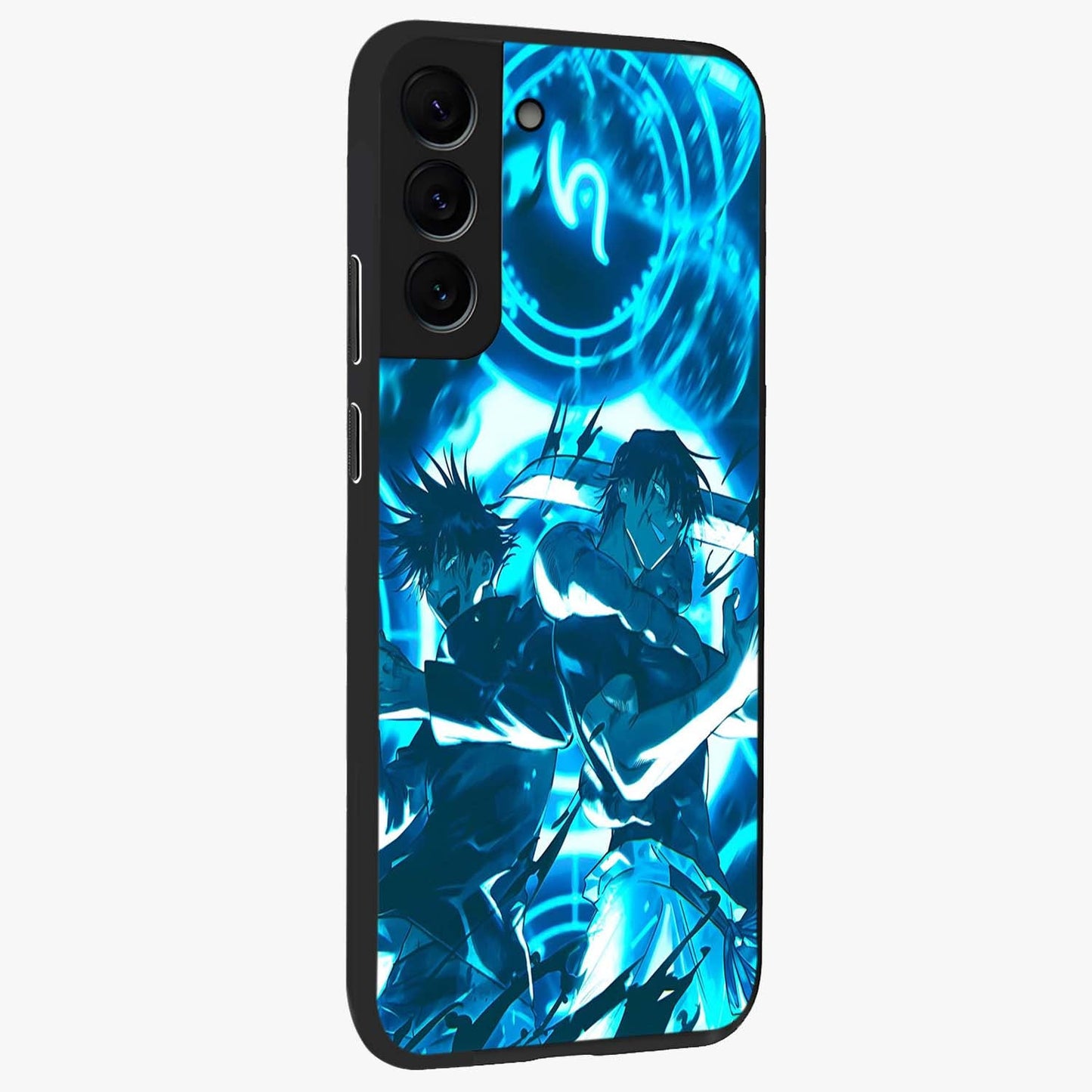 Cursed Energy Clash Glass Case upright view showcasing dramatic clash artwork with bold supernatural theme.