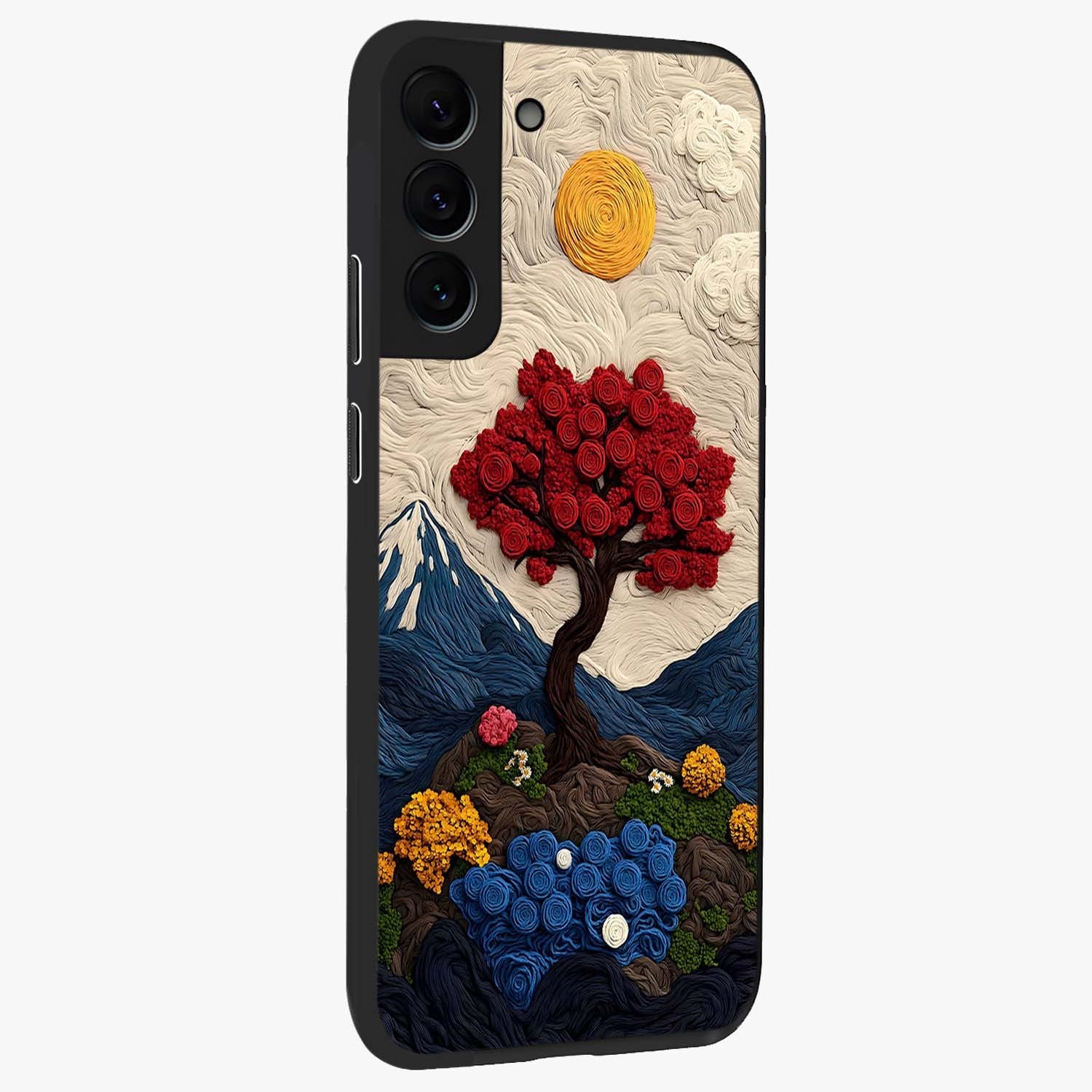 Eternal Nature Tapestry Glass Case upright view showcasing elegant nature tapestry design with decorative style.