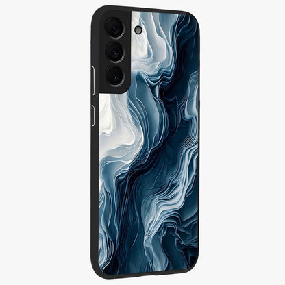 Ethereal Paper Marble Glass Case upright view showcasing smooth marble artwork with refined minimalist theme.