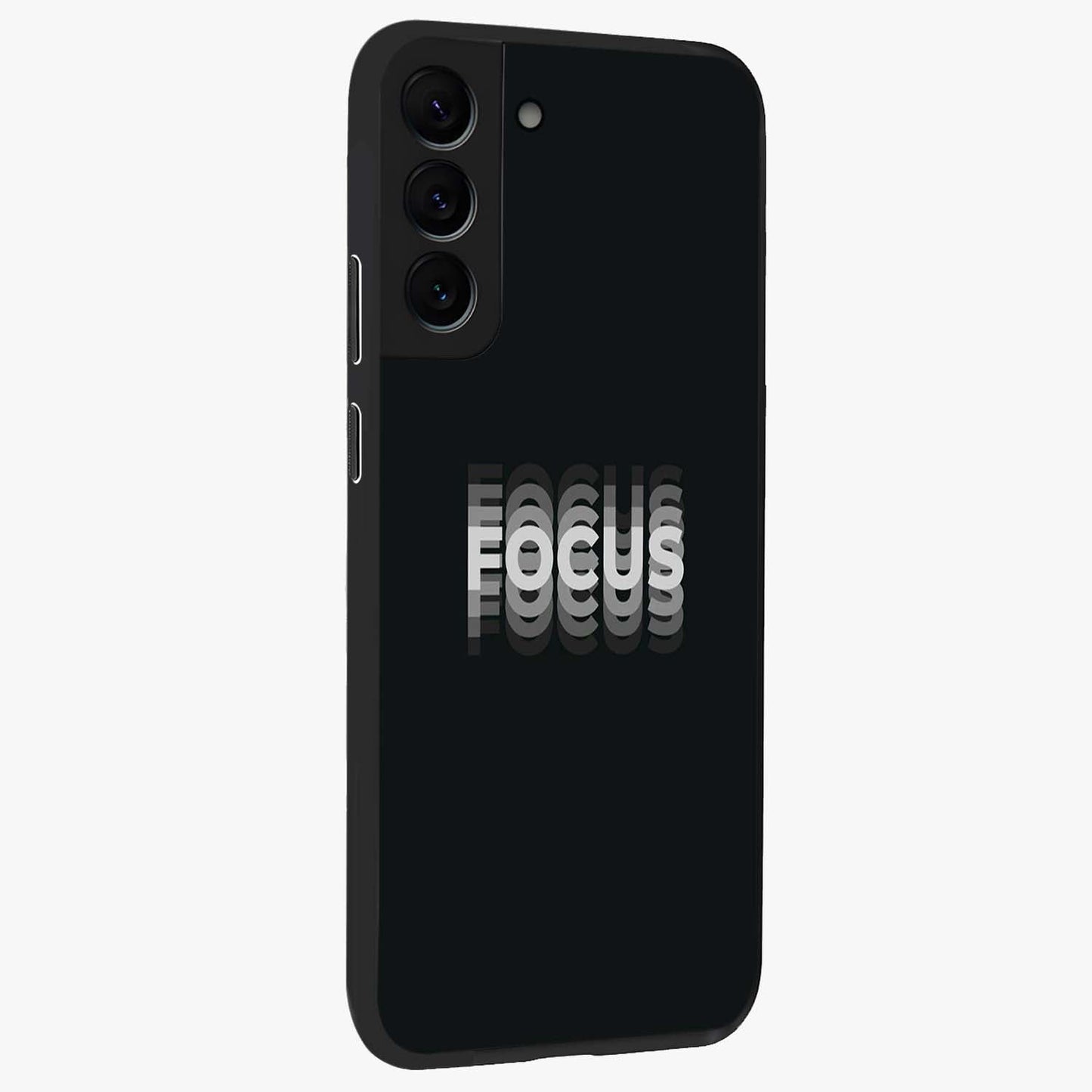 Focused Blade Discipline Glass Case upright view showcasing strong typography statement with sleek motivational theme.