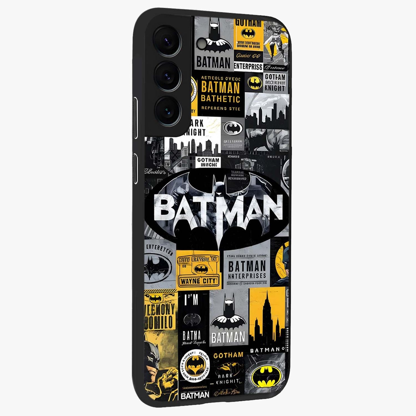 Knight Gotham Rise Glass Case upright view showcasing bold vigilante themed artwork with gothic city vibe.
