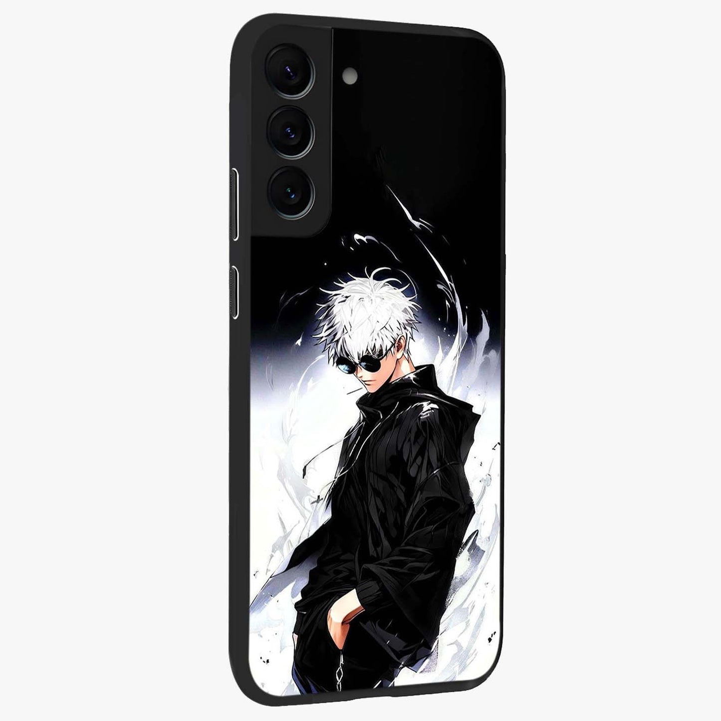 Limitless Shadow King Glass Case upright view showcasing bold shadow warrior artwork with epic fantasy theme.