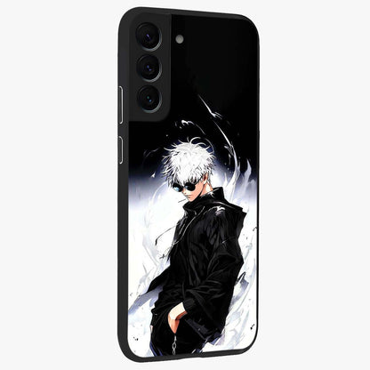 Limitless Shadow King Glass Case upright view showcasing bold shadow warrior artwork with epic fantasy theme.