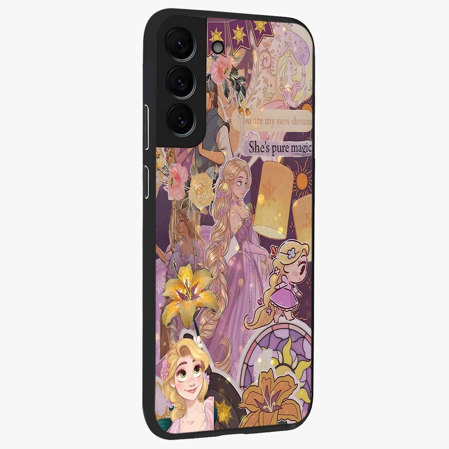 Magical Tangled Dream Glass Case upright view showcasing enchanting artistic artwork with dreamy fantasy theme.