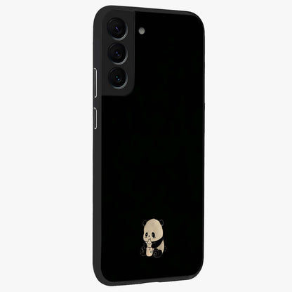 Midnight Panda Love Glass Case upright view showcasing charming panda artwork with playful romantic theme.