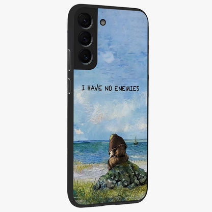 Peace Beyond War Glass Case upright view showcasing powerful peace symbol artwork with inspirational theme.