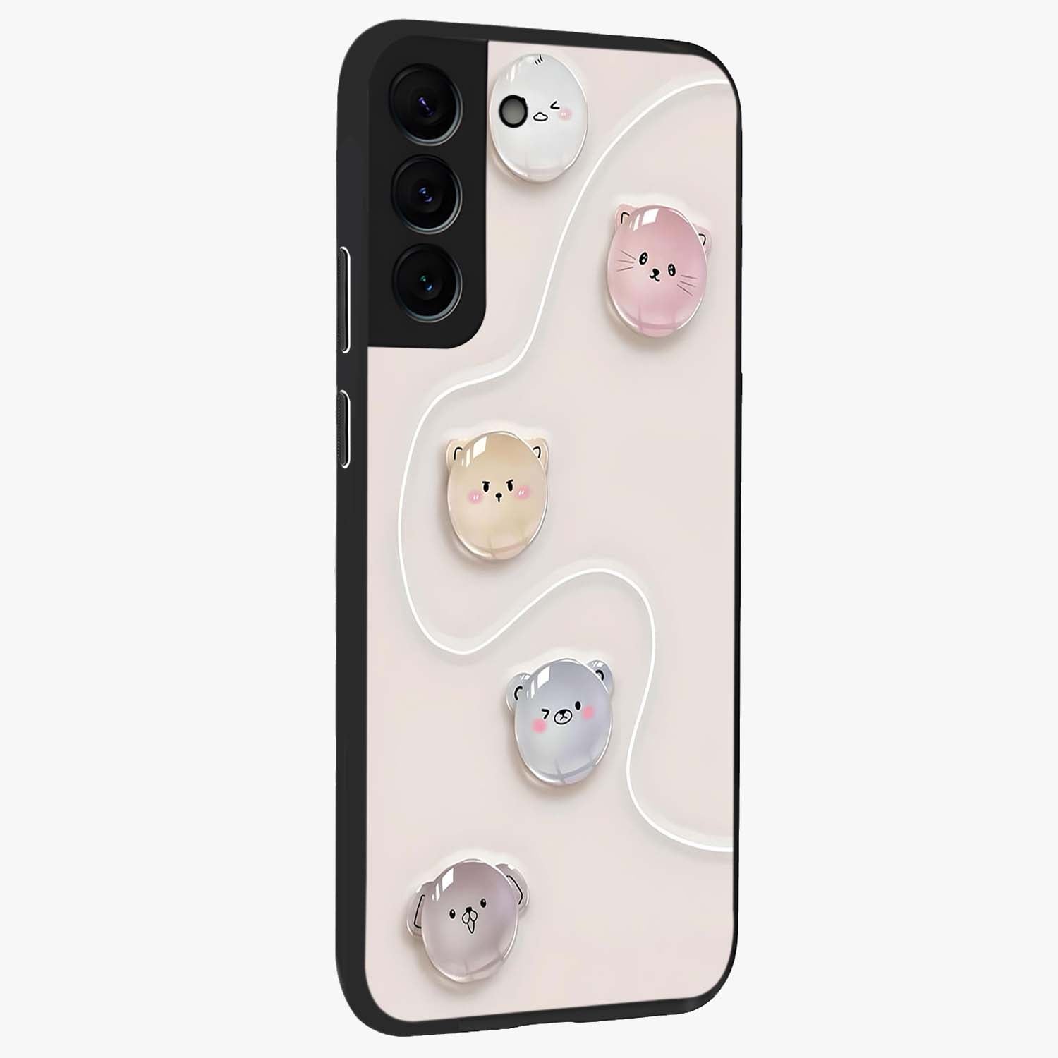Puffy Face Parade Glass Case upright view showcasing adorable character artwork with cheerful animated theme.