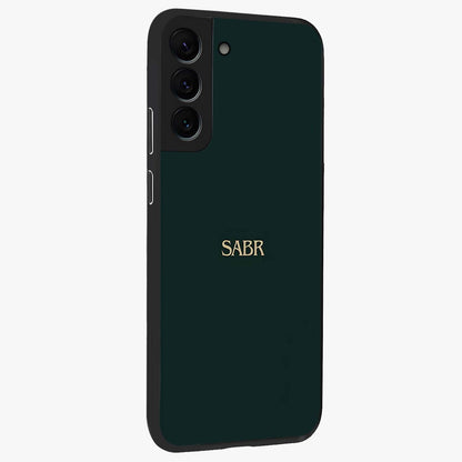 Sabr Minimal Patience Glass Case upright view showcasing calm minimalist artwork with motivational patience theme.