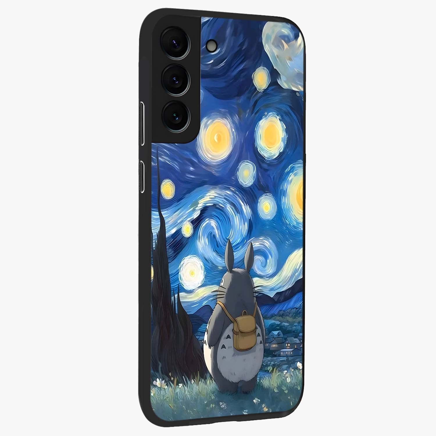 Totoro In Van Gogh Art Glass Case upright view showcasing creative character artwork with painterly artistic theme.