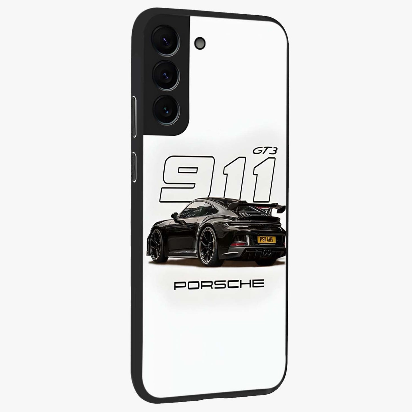 Turbo Legacy Icon Glass Case upright view showcasing bold racing inspired artwork with classic car theme.