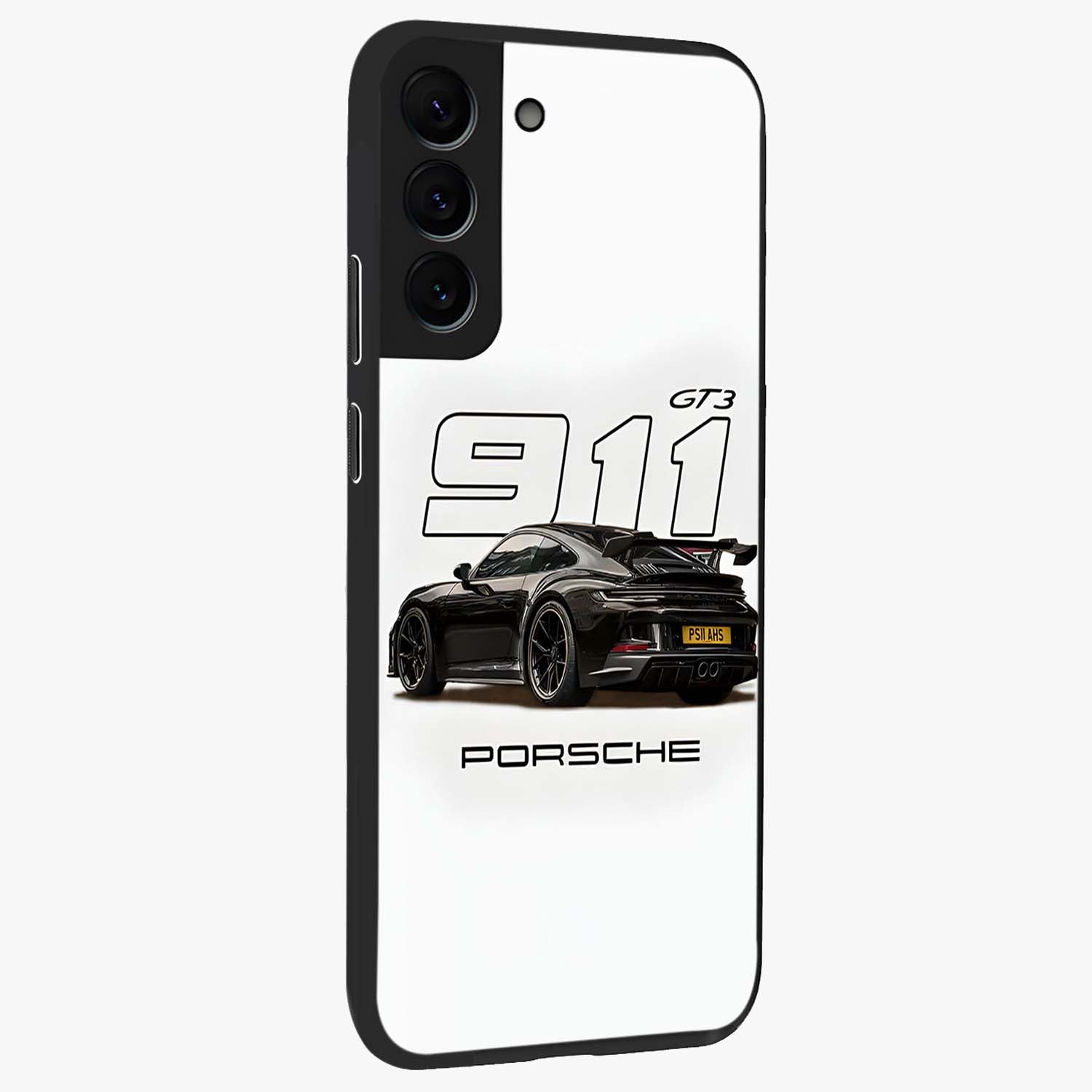 Turbo Legacy Icon Glass Case upright view showcasing bold racing inspired artwork with classic car theme.