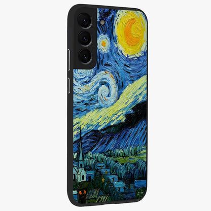 Van Gogh Art Glass Case upright view showcasing expressive painting style artwork with timeless artistic theme.