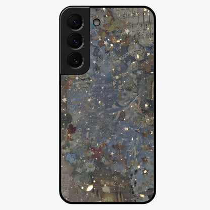 Aesthetic Astrolophia Glass Case showing flat back view with dreamy aesthetic design and glossy glass finish.