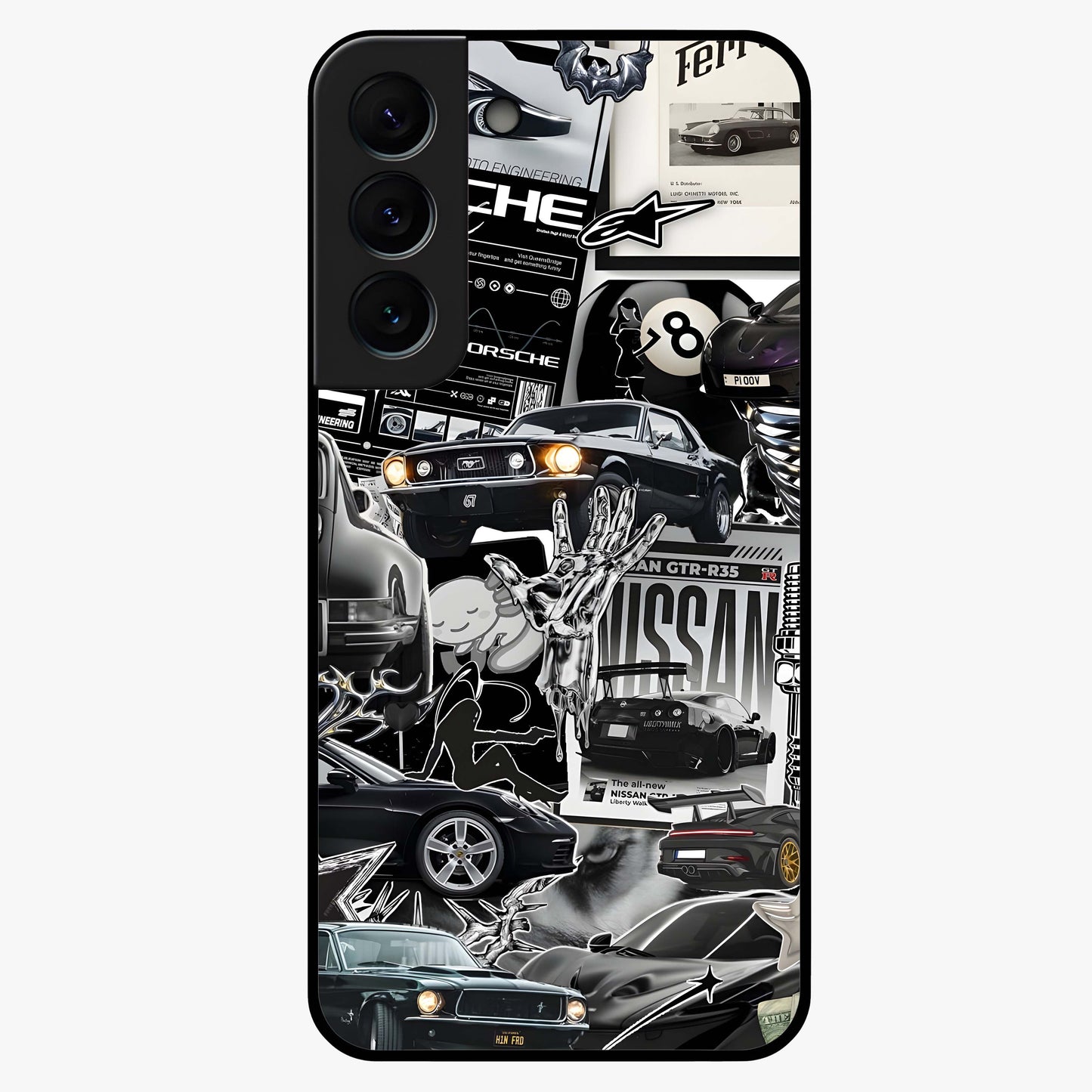 Aesthetic Dark Love Glass Case showing flat back view with dark romantic artwork and glossy glass finish.